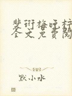 裴珩梅晚柠小说全文免费阅读