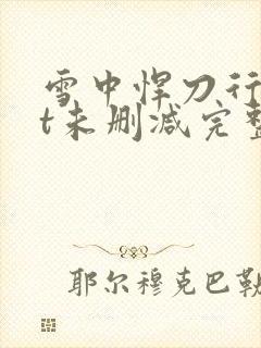 雪中悍刀行txt未删减完整版封面