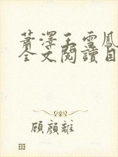 萧泽王雪凤小说全文阅读目录