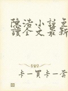 陈浩小说免费阅读全文最新