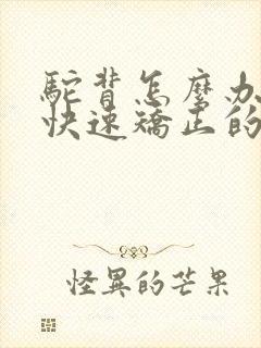 驼背怎么办要能快速矫正的方法