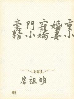 豪门宠婚重生戏精小娇妻小说封面