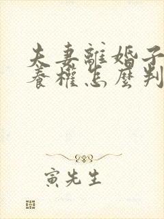 夫妻离婚子女抚养权怎么判