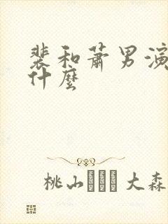 裴和萧男演员叫什么