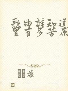 歌曲谁知道我心里有多苦原唱