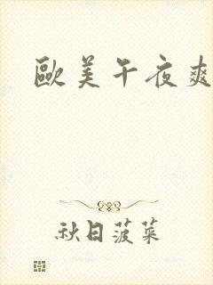 欧美午夜爽爽