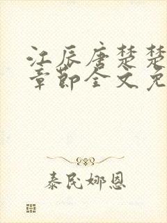 江辰唐楚楚最新章节全文免费