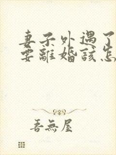 妻子外遇了老公要离婚该怎么挽回