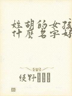 姓胡的女孩子起什么名字好