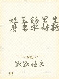 姓王的男生取什么名字好听