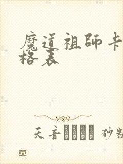 魔道祖师卡片价格表