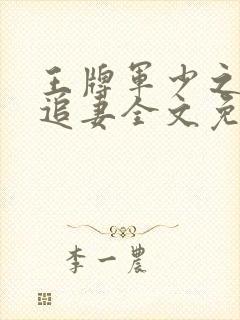 王牌军少之特战追妻全文免费txt封面