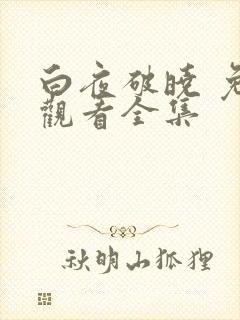 白夜破晓 免费观看全集封面