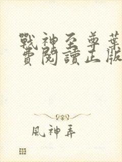 战神至尊叶尘免费阅读正版