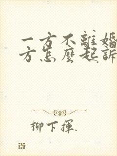 一方不离婚另一方怎么起诉