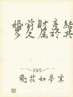 婚前财产结婚后多久属于共同财产