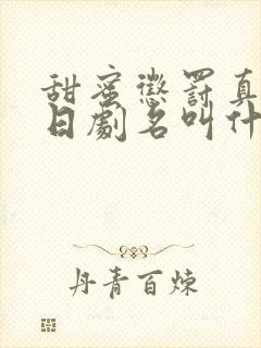 甜蜜惩罚真人版日剧名叫什么