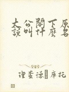 大公阁下原著小说叫什么名字