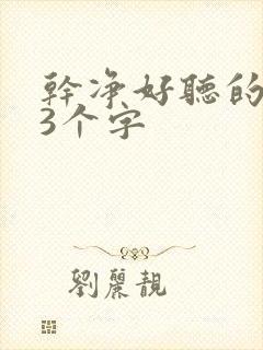 干净好听的昵称3个字