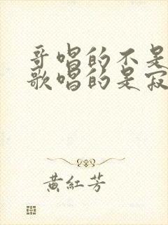 哥唱的不是歌 歌唱的是寂寞