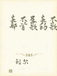 来不及来不及是哪首歌的歌词封面