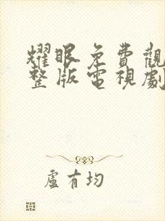 耀眼免费观看完整版电视剧全集