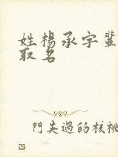 姓杨承字辈男孩取名