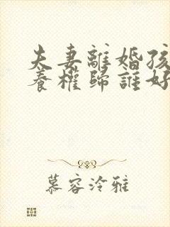 夫妻离婚孩子抚养权归谁好