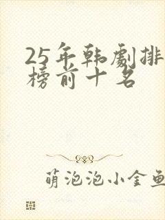 25年韩剧排行榜前十名