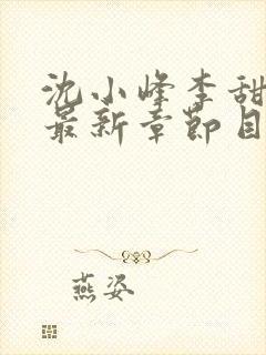 沈小峰李甜小说最新章节目录笔趣阁