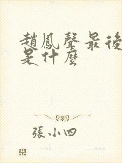 赵凤声最后结局是什么