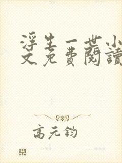 浮生一世小说全文免费阅读