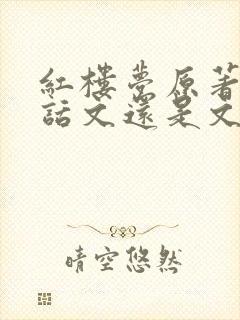 红楼梦原著是白话文还是文言文