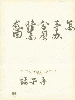 感情分手怎么挽回怎么办