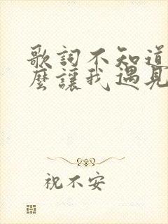 歌词不知道为什么让我遇见了你是什么歌