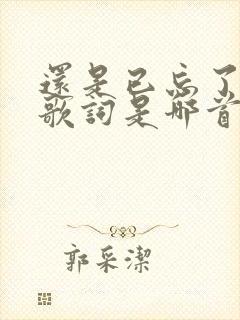 还是已忘了我这歌词是哪首歌