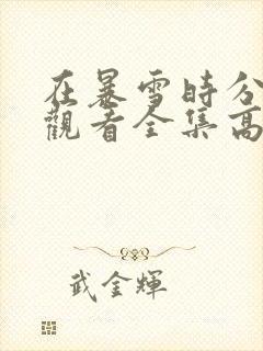 在暴雪时分免费观看全集高清封面