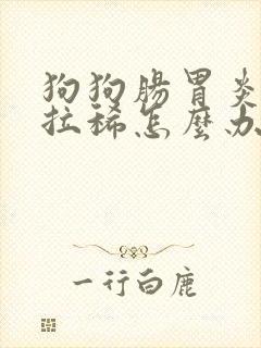 狗狗肠胃炎呕吐拉稀怎么办