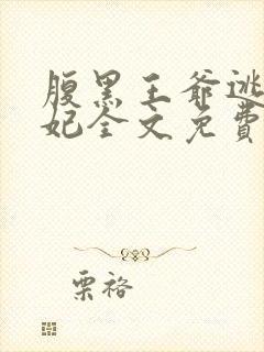 腹黑王爷逃跑王妃全文免费阅读