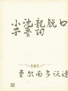 小沈龙脱口秀段子台词封面