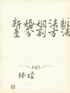 新婚姻法离婚财产分割方法