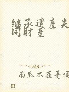 继承遗产夫妻共同财产