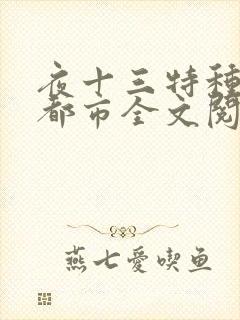 夜十三特种兵在都市全文阅读