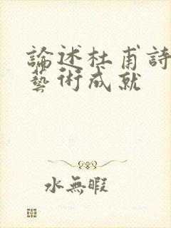 论述杜甫诗歌的艺术成就