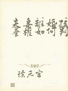 夫妻离婚孩子抚养权如何判决