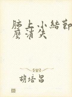 肺上小结节吃什么消失