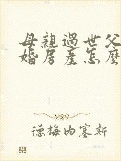 母亲过世父亲再婚房产怎么继承后妈怎么拿封面