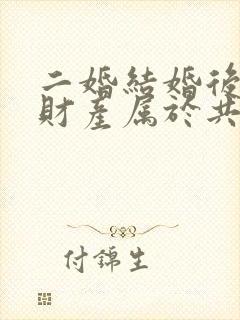 二婚结婚后婚前财产属于共同财产吗封面