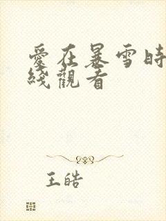 爱在暴雪时分在线观看