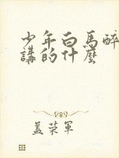 少年白马醉春风讲的什么封面